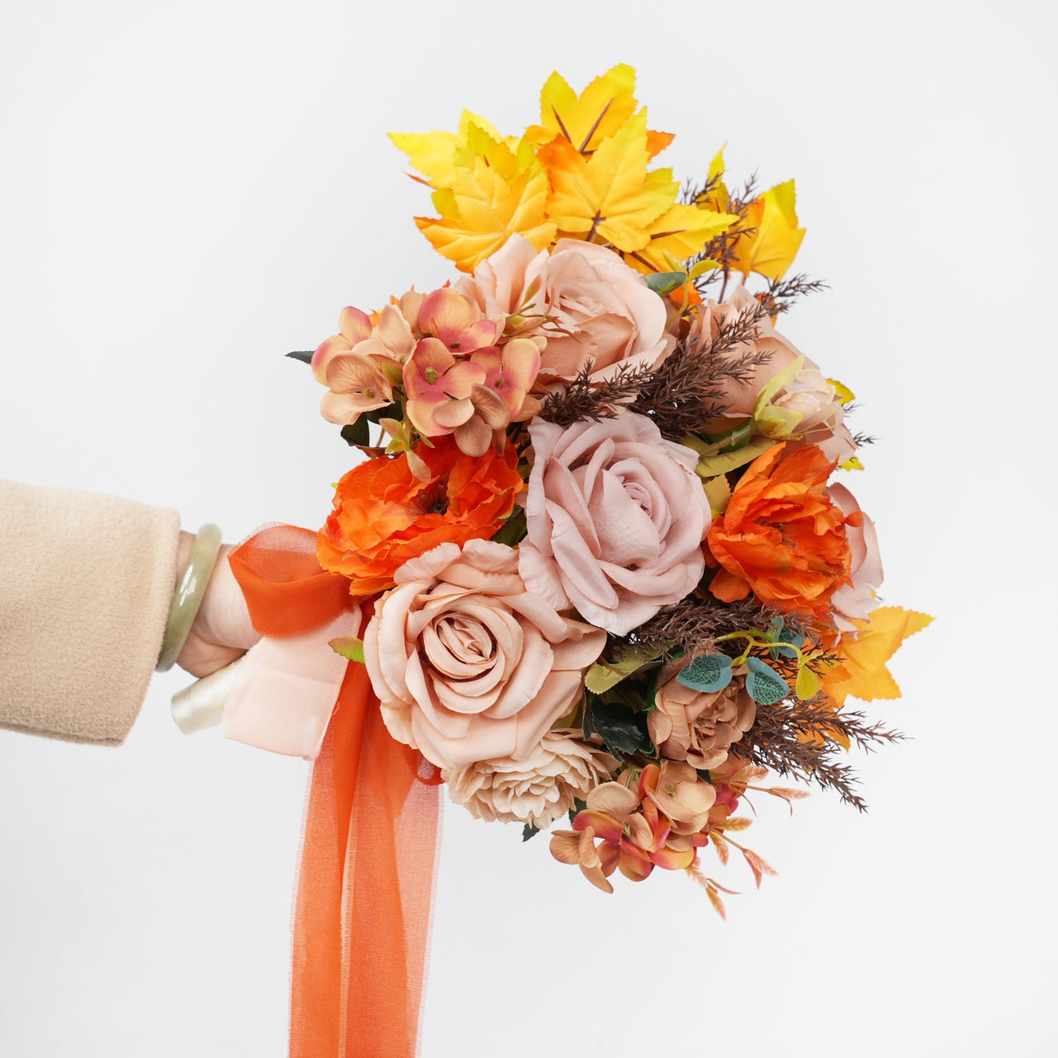 Coffee and Orange wedding flowers bridal bouquets 5 picture